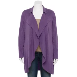 Plus Size Napa Valley Ruffle Front Cardigan Sweater -Kohl's store 5623420 Shadow Purple