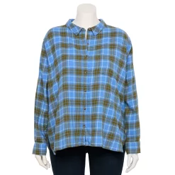 Juniors' SO® Plus Button Down Flannel