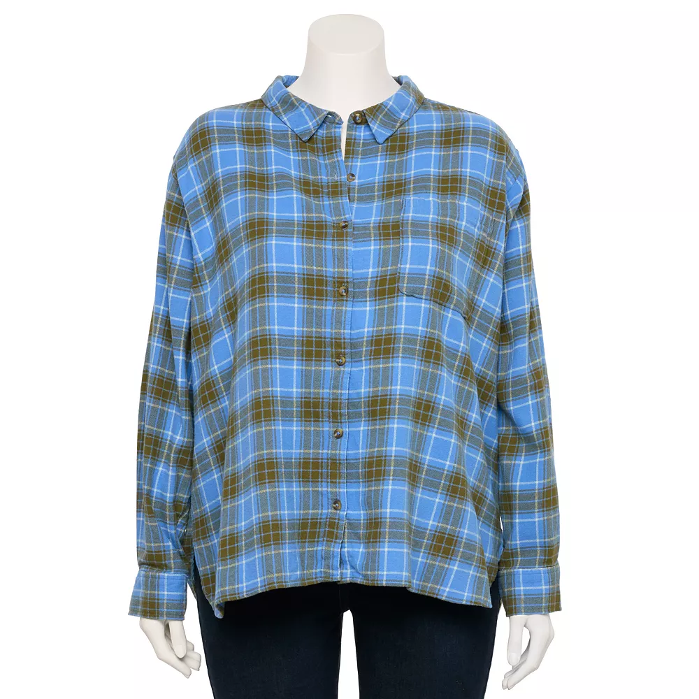 Juniors' SO® Plus Button Down Flannel 1 Juniors' SO® Plus Button Down Flannel