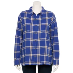 Juniors' SO® Plus Button Down Flannel 8 Juniors' SO® Plus Button Down Flannel -Kohl's store 5646543 Blue Plaid