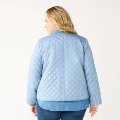 Plus Size Croft & Barrow® Quilted Snap-Front Jacket -Kohl's store 5651201 ALT