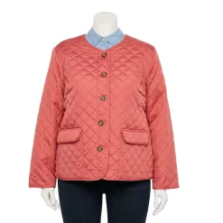 Plus Size Croft & Barrow® Quilted Snap-Front Jacket