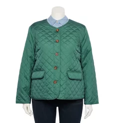 Plus Size Croft & Barrow® Quilted Snap-Front Jacket -Kohl's store 5651201 Green