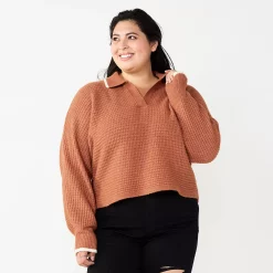 Juniors' Plus Size SO® Polo Pullover Sweater -Kohl's store 5653768 Cinnamon Brown