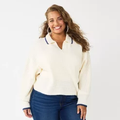 Juniors' Plus Size SO® Polo Pullover Sweater -Kohl's store 5653768 English Cream