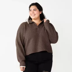 Juniors' Plus Size SO® Polo Pullover Sweater -Kohl's store 5653768 Layla Plum