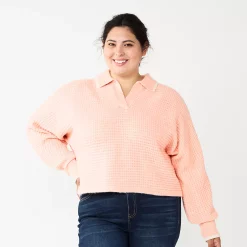 Juniors' Plus Size SO® Polo Pullover Sweater -Kohl's store 5653768 Pink Lychee