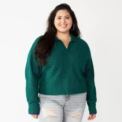 Juniors' Plus Size SO® Polo Pullover Sweater -Kohl's store 5653768 Vintage Moss