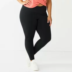 Juniors' Plus Size SO® Crossover High-Rise Sporty Leggings -Kohl's store 5664663 Black Luxe