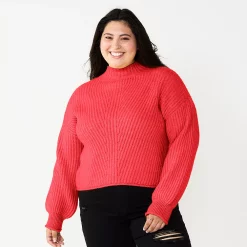 Juniors' Plus Size SO® Mockneck Sweater -Kohl's store 5666305 Gushing Lava