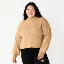 Juniors' Plus Size SO® Mockneck Sweater -Kohl's store 5666305 Tahu Tan