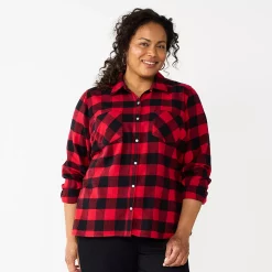 Plus Size Croft & Barrow® The Extra Soft Plaid Flannel Shirt -Kohl's store 5666375 Red Buffalo Plaid