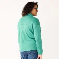 Plus Size Croft & Barrow® Long Sleeve Mockneck Pocket Sweatshirt -Kohl's store 5696662 ALT