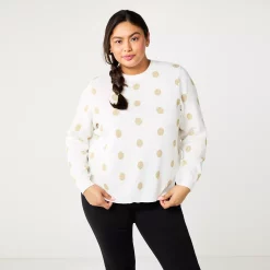 Plus Size DRAPER JAMES RSVP™ Long Sleeve Polka Dot Sweater