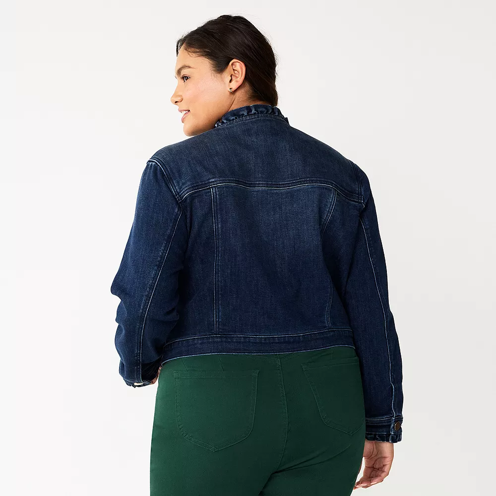 Plus Size DRAPER JAMES RSVP™ Ruffle Trim Denim Jacket 4 Plus Size DRAPER JAMES RSVP™ Ruffle Trim Denim Jacket - Image 4