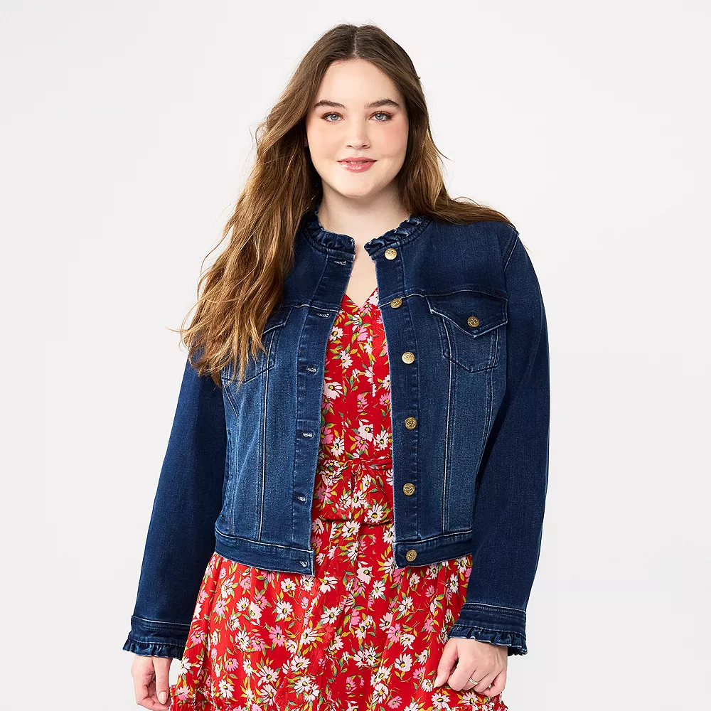 Plus Size DRAPER JAMES RSVP™ Ruffle Trim Denim Jacket 3 Plus Size DRAPER JAMES RSVP™ Ruffle Trim Denim Jacket - Image 3