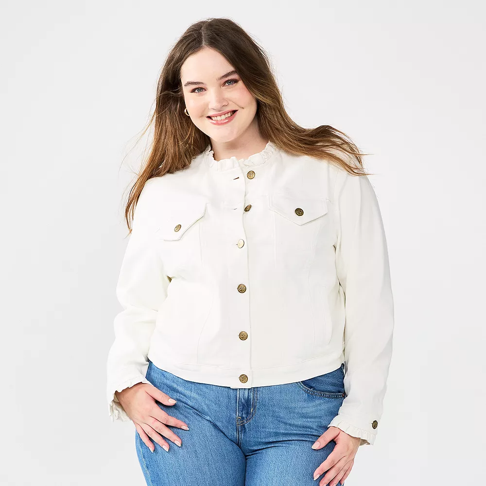 Plus Size DRAPER JAMES RSVP™ Ruffle Trim Denim Jacket 2 Plus Size DRAPER JAMES RSVP™ Ruffle Trim Denim Jacket - Image 2