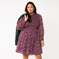 Plus Size DRAPER JAMES RSVP™ Long Sleeve Smocked Dress