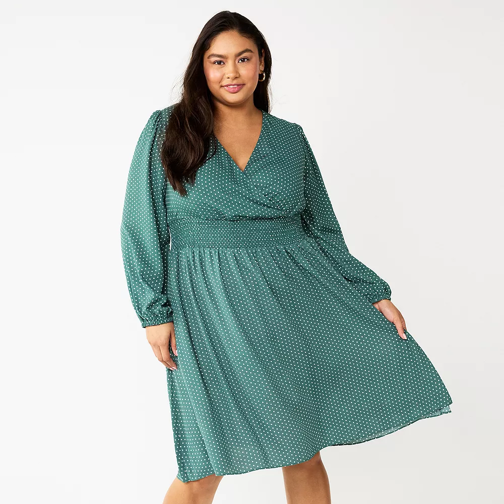Plus Size DRAPER JAMES RSVP™ Long Sleeve Cinched Waist Dress 1 Plus Size DRAPER JAMES RSVP™ Long Sleeve Cinched Waist Dress