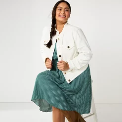 Plus Size DRAPER JAMES RSVP™ Ruffle Trim Denim Jacket