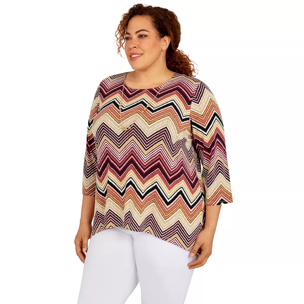 Plus Size Alfred Dunner Classics Chevron Puff Print Top 4 Plus Size Alfred Dunner Classics Chevron Puff Print Top - Image 4