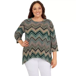 Plus Size Alfred Dunner Classics Chevron Puff Print Top