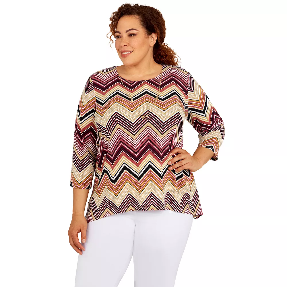 Plus Size Alfred Dunner Classics Chevron Puff Print Top 2 Plus Size Alfred Dunner Classics Chevron Puff Print Top - Image 2