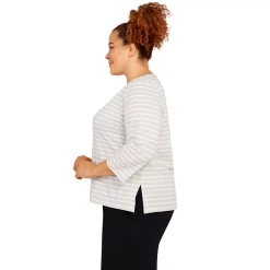 Plus Size Alfred Dunner Classics Wreath Stripe Top -Kohl's store 5722167 ALT3