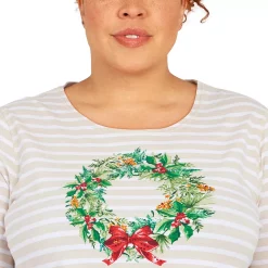 Plus Size Alfred Dunner Classics Wreath Stripe Top -Kohl's store 5722167 ALT4