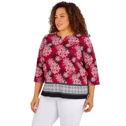 Plus Size Alfred Dunner Classics Snowflake Border Top -Kohl's store 5722170 ALT2