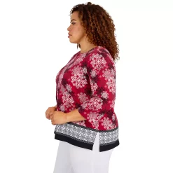 Plus Size Alfred Dunner Classics Snowflake Border Top -Kohl's store 5722170 ALT3