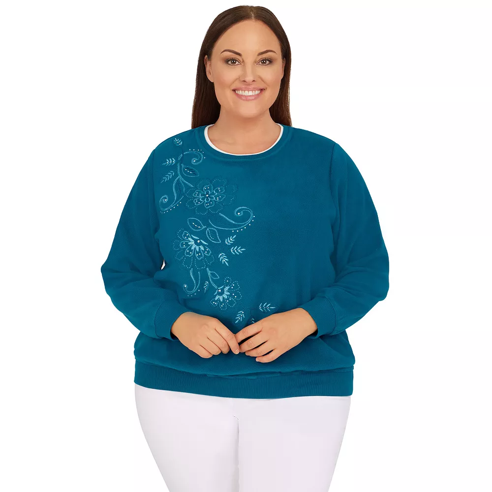 Plus Size Alfred Dunner Classics Asymmetric Floral Pullover Top 2 Plus Size Alfred Dunner Classics Asymmetric Floral Pullover Top - Image 2
