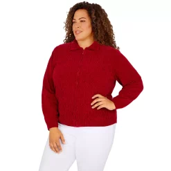 Plus Size Alfred Dunner Classics Zip Chenille Cardigan -Kohl's store 5722183 ALT2