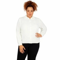 Plus Size Alfred Dunner Classics Zip Chenille Cardigan -Kohl's store 5722183 Ivory