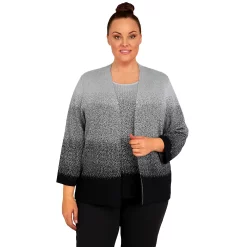 Plus Size Alfred Dunner Classics Ombre Shimmer Sweater 11 Plus Size Alfred Dunner Classics Ombre Shimmer Sweater -Kohl's store 5722184 Silver