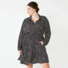 Plus Size DRAPER JAMES RSVP™ Long Sleeve Button-Front Knot-Waist Dress