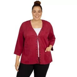 Plus Size Alfred Dunner Empire State Faux-Suede Sleeve Jacket