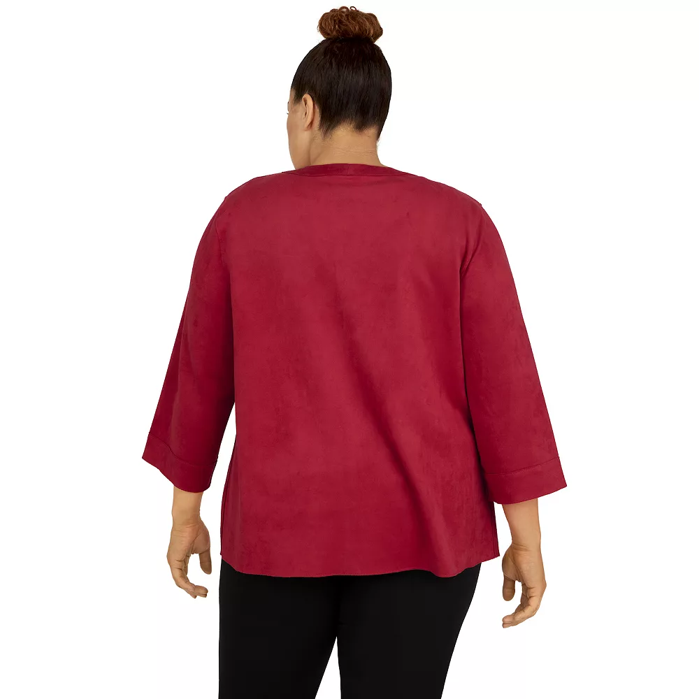 Plus Size Alfred Dunner Empire State Faux-Suede Sleeve Jacket 2 Plus Size Alfred Dunner Empire State Faux-Suede Sleeve Jacket - Image 2