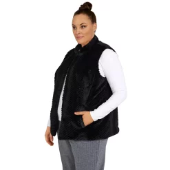 Plus Size Alfred Dunner Empire State Chevron Faux-Fur Vest -Kohl's store 5760445 ALT2