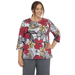 Plus Size Alfred Dunner Empire State Floral Print Top