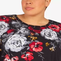 Plus Size Alfred Dunner Empire State Three Quarter Sleeve Floral Print Top -Kohl's store 5760449 ALT4