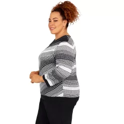 Plus Size Alfred Dunner Empire State Texture Splitneck Three Quarter Sleeve Sweater -Kohl's store 5760451 ALT3