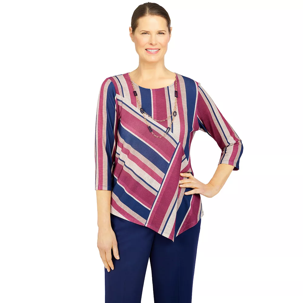 Plus Size Alfred Dunner Sloane Street Spliced Stripe Top 1 Plus Size Alfred Dunner Sloane Street Spliced Stripe Top