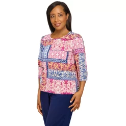 Plus Size Alfred Dunner Sloane Street Medallion Patchwork Print Top -Kohl's store 5810736 ALT3