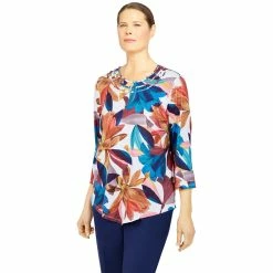 Plus Size Alfred Dunner Sloane Street Abstract Flowers Print Top -Kohl's store 5810743 ALT3
