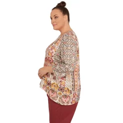 Plus Size Alfred Dunner Sorrento Shimmer Baroque Patchwork Print Top -Kohl's store 5847814 ALT3