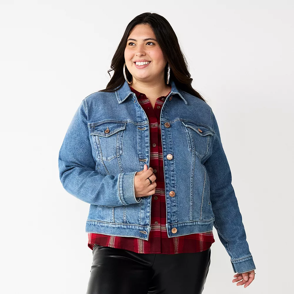 Juniors' Plus Size SO® Casual Cropped Jean Jacket 1 Juniors' Plus Size SO® Casual Cropped Jean Jacket