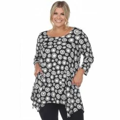 Plus Size White Mark Geometric Circle Tunic Top -Kohl's store 5908951 Black