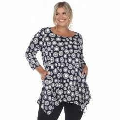 Plus Size White Mark Geometric Circle Tunic Top -Kohl's store 5908951 Navy