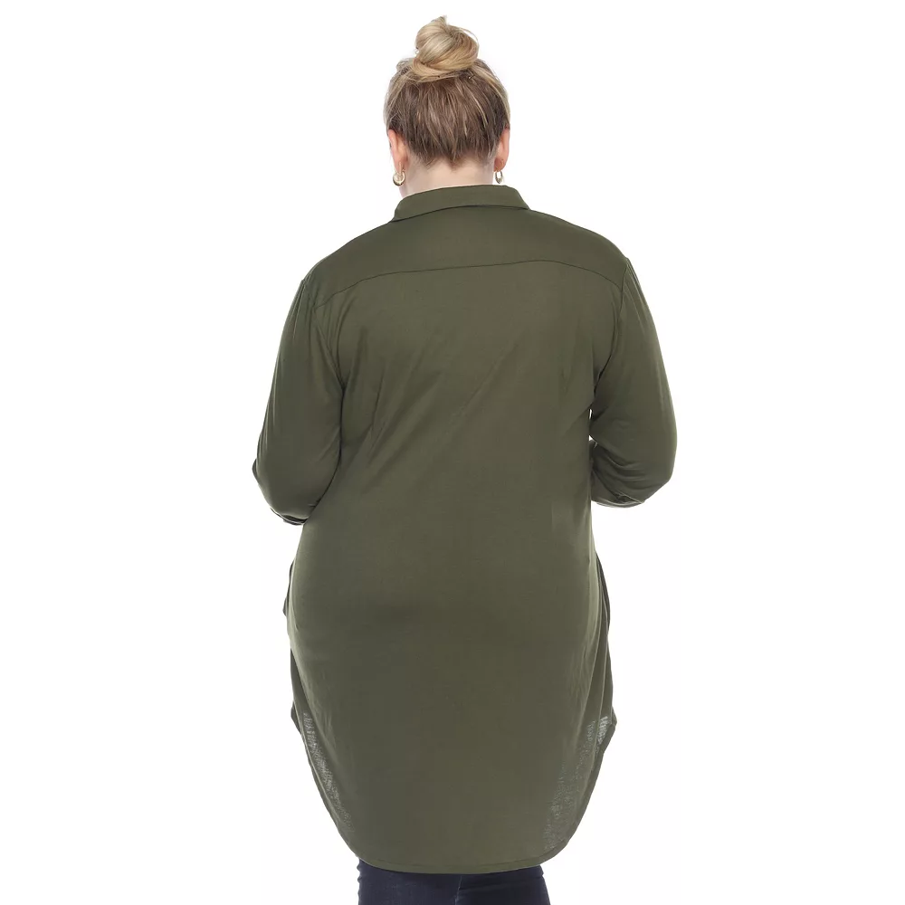 Plus Size White Mark Button Down Tunic Shirt 9 Plus Size White Mark Button Down Tunic Shirt - Image 9